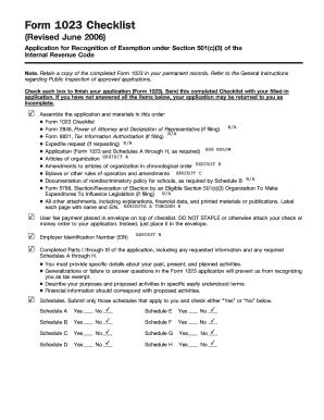 IRS Form 1023 Checklist