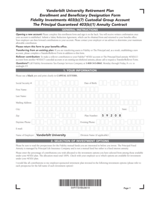 Vanderbilt University Retirement Plan Enrollment Form