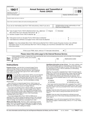 IRS Form 1042-T 2009