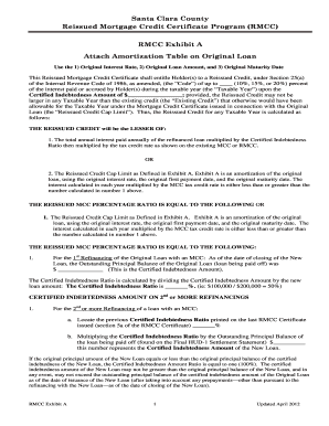 Amortization form - Santa Clara County Reissued Mortgage Credit Certificate Program (RMCC) - sccgov