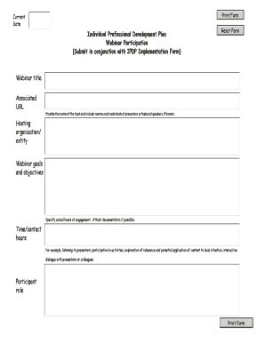 Individual Professional Development Plan Webinar Participation