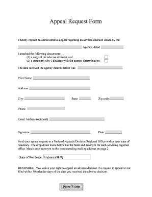 Appeal Request Form