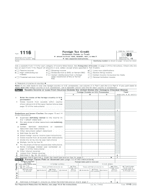 IRS Form 1116 Foreign Tax Credit