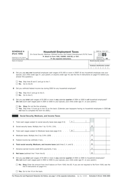 Schedule H (Form 1040) Household Employment Taxes