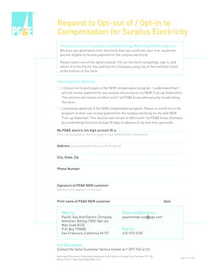 PG&E NEM Compensation Opt-Out Form