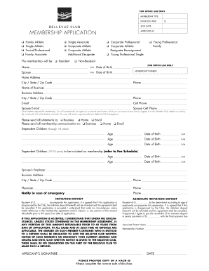 MeMbership application - Bellevue Club