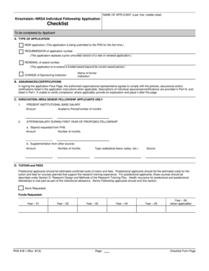 Kirschstein-NRSA Individual Fellowship Application