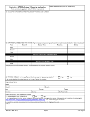 Kirschstein−NRSA Fellowship Application