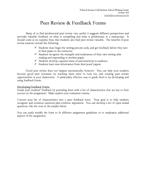 Peer Review Feedback Form