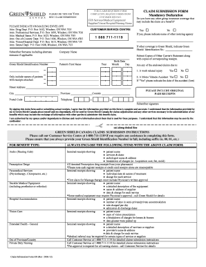 Green Shield Canada Claims Submission Form