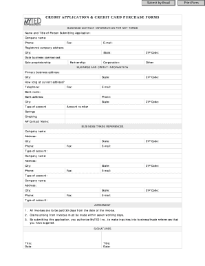 Credit Application & Credit Card Purchase Forms