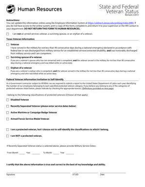 Texas Veteran Status Form
