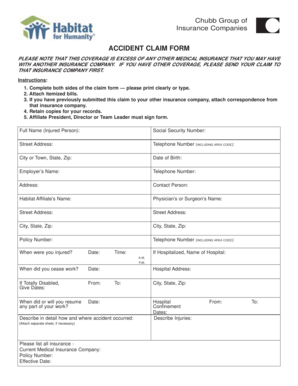 Chubb Accident Claim Form