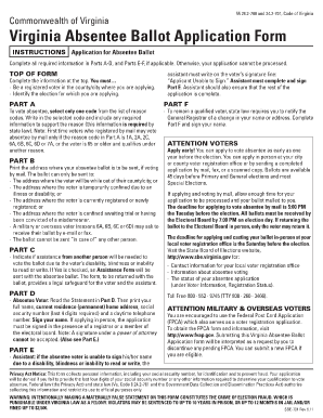 Virginia Absentee Ballot Application Form