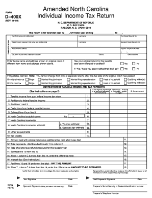 North Carolina D-400X Individual Income Tax Return