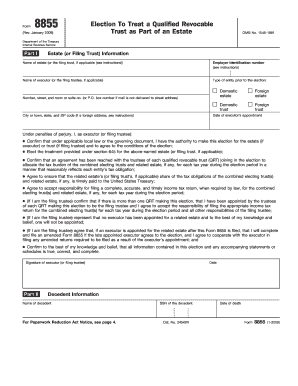 Form 8855 Election To Treat a Qualified Revocable Trust as Part of an Estate