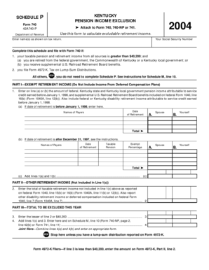 Kentucky Pension Income Exclusion Form 740