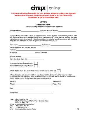 Direct Debit Authorization Form - Citrix Online