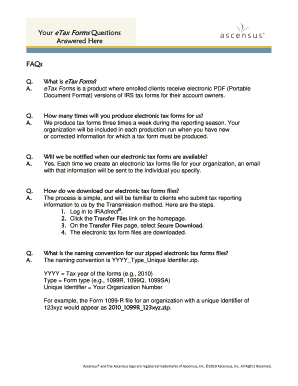 eTax Forms FAQ