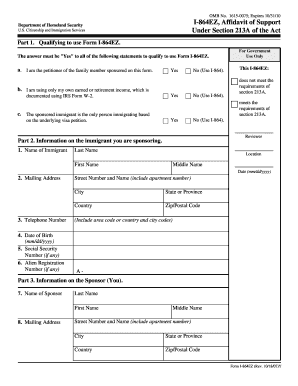 Tabla affidavit support 2024 - i 864ez online form