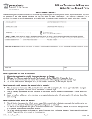 Waiver Service Request Form