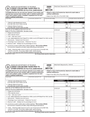 Missouri Form MO-CR 2009