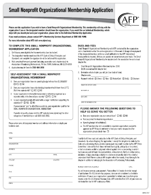Small Nonprofit Organizational Membership Application