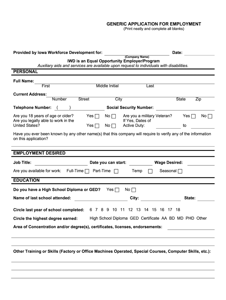 job application Preview on Page 1