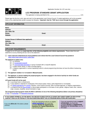 LCC Standard Grant Application