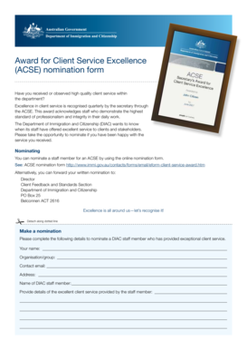Award for Client Service Excellence Nomination Form