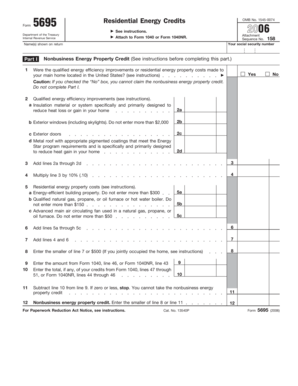 US Federal Residential Energy Credits Form 5695