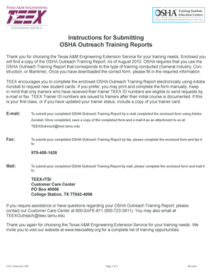 OSHA Outreach Training Report Form 4-50.2