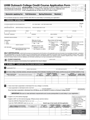 UHM Outreach College Credit Course Application Form