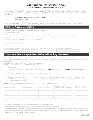 Maryland College Investment Plan Electronic Contribution Form
