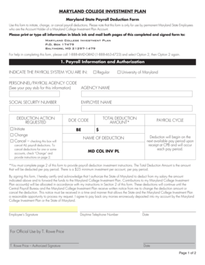 Maryland College Investment Plan Payroll Deduction Form