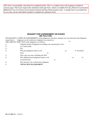 Maryland Writ of Garnishment on Wages