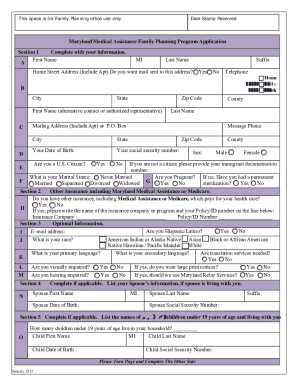 Maryland Medical Assistance Family Planning Application