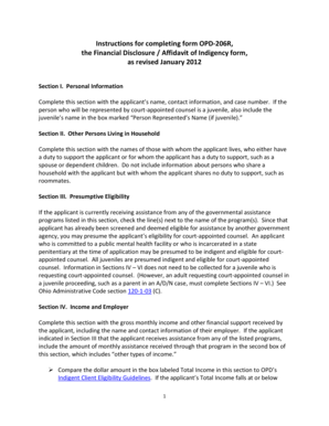 Financial Disclosure Affidavit of Indigency Form OPD-206R