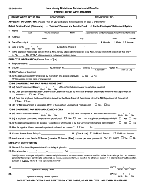 New Jersey Pension Enrollment Application