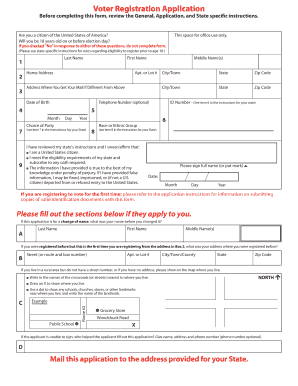 US Voter Registration Postcard Form