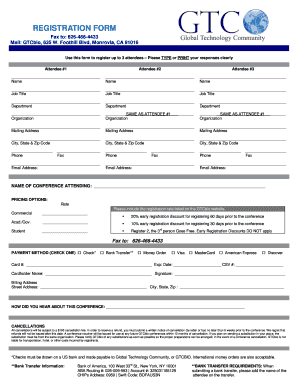 GTCbio Conference Registration Form