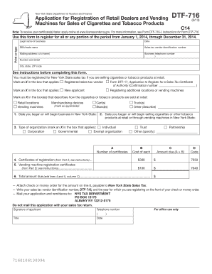 New York Retail Tobacco Registration Form DTF-716