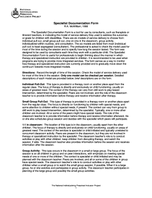 Specialist Documentation Form