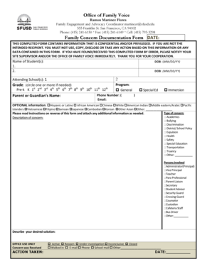 Family Concern Documentation Form