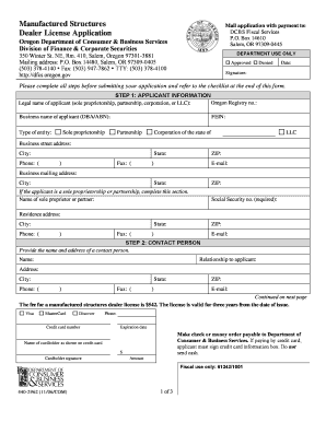 Oregon Dealer License Application