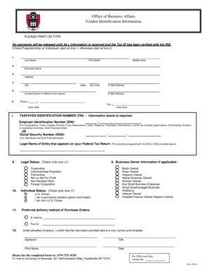 Vendor Identification Information Form