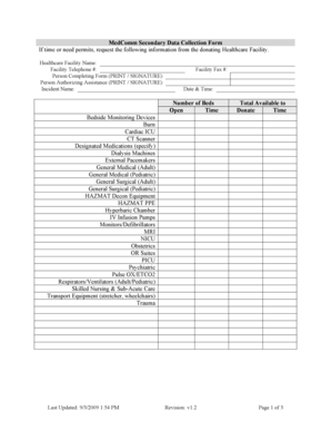 MedComm Secondary Data Collection Form