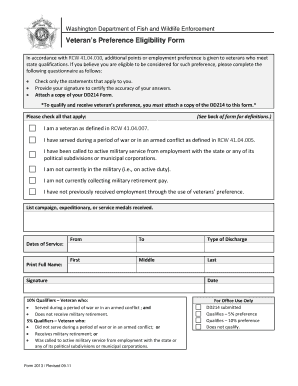Washington Veteran’s Preference Eligibility Form