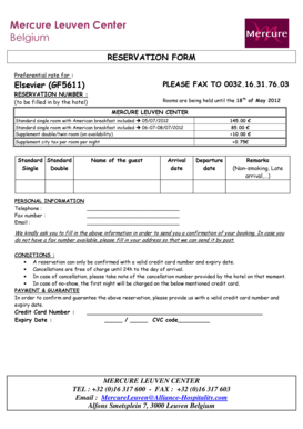 Mercure Leuven Center Reservation Form