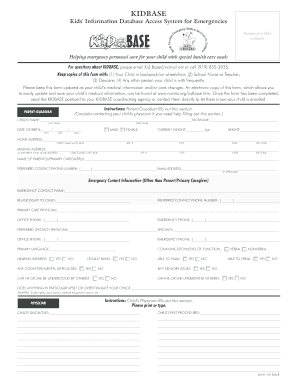 KIDBASE Child Emergency Medical Form